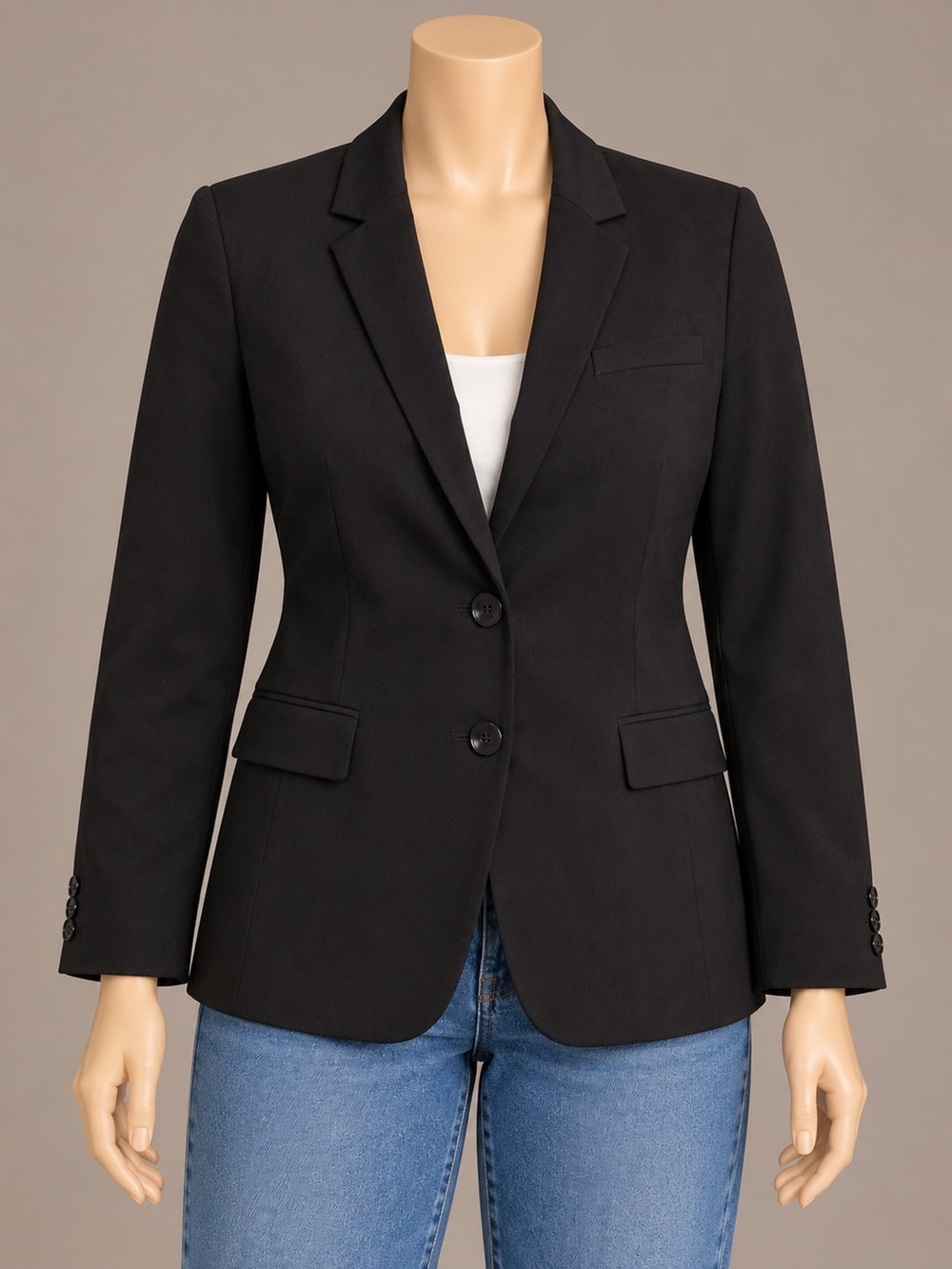 Banana Republic Long & Lean Black Blazer Size 12 Stretch
